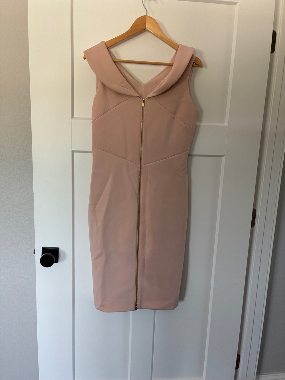 Calvin Klein Blush Pink Midi Dress with Front Zip